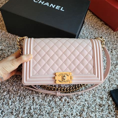 chanel meallic paten ppink boy bag